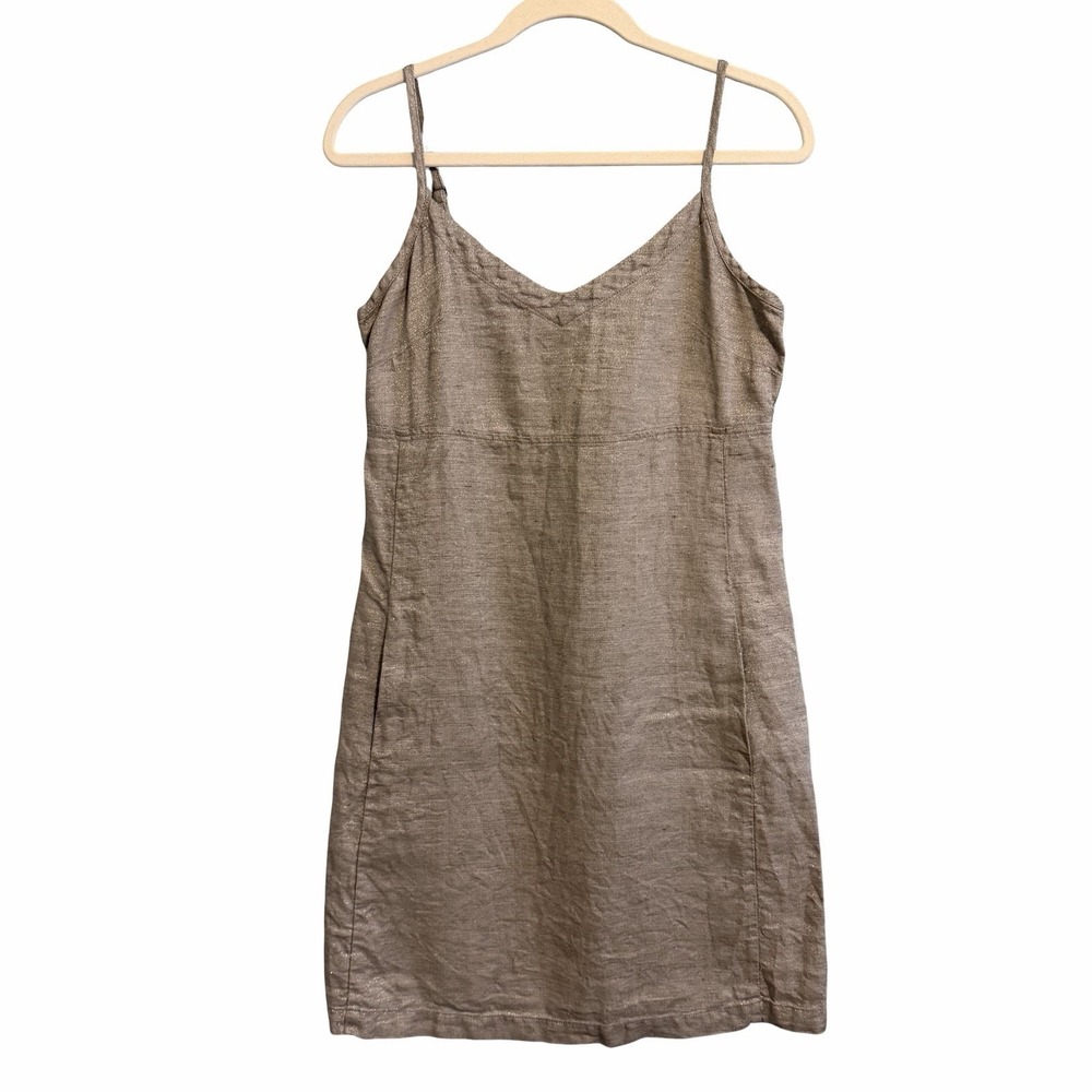 eileen fisher petite linen dress. Grey & Silver. Small Petite. Pockets